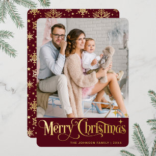 2 PHOTO Sparkle Merry Christmas Greeting Gold