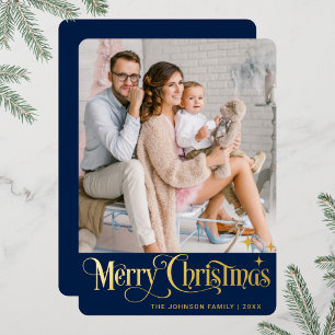 2 PHOTO Sparkle Merry Christmas Greeting Gold
