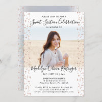 2 Photo Sweet 16 Modern Pink Rose Gold Glitter