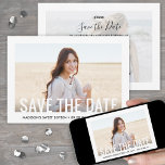 2 Photo Sweet 16th Birthday Party Modern Sixteenth Save The Date<br><div class="desc">Invite family and friends to an elegant Sweet 16th celebration for her with this modern minimalist 2 photo save the date invitation. All text is simple to customise. (IMAGE PLACEMENT TIP: An easy way to centre a photo exactly how you want is to crop it before uploading to the Zazzle...</div>