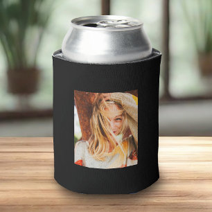 2 Photo Template Double Sided Black Can Cooler