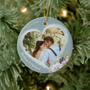 2 Photo Template Personalized  Ceramic Tree Decoration