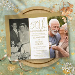 2 Photo Then And Now 50th Wedding Anniversary Invitation<br><div class="desc">An elegant 50th wedding anniversary invitation,  featuring 2 special photos and stylish typography on a gold background. Designed by Thisisnotme©</div>