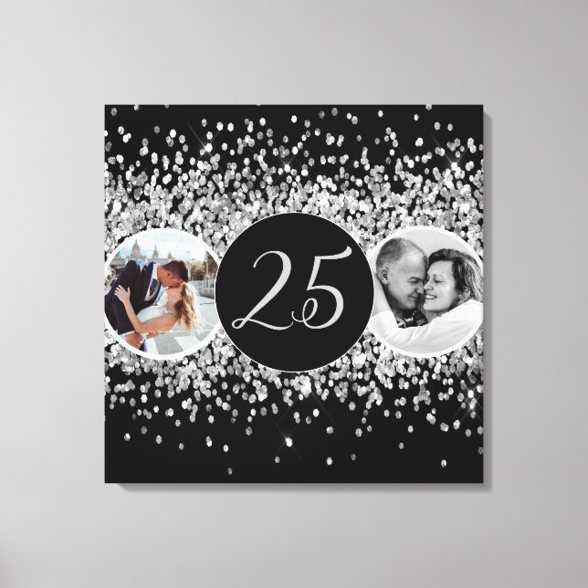 2 Photo Then and Now Wedding Anniversary Canvas Print (Front)