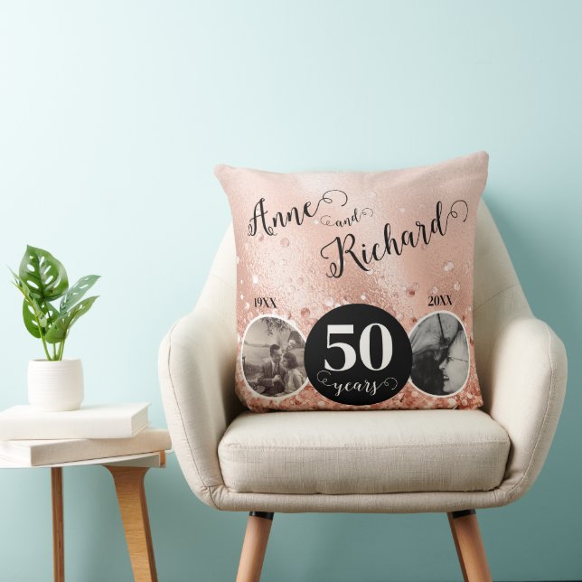 2 Photo "Then and Now" Wedding Anniversary Cushion (Chair)