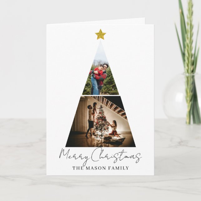 2 Photo Tree Shape Christmas Card (Front)
