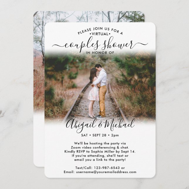 2 Photo Virtual Couples Bridal Shower by Mail Invitation (Front/Back)