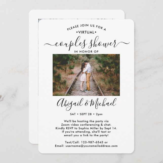 2 Photo Virtual Couples Bridal Shower by Mail Invitation (Front/Back)
