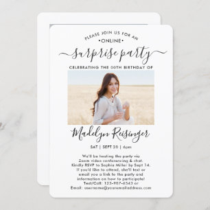 2 Photo Virtual Online Surprise Birthday Party Invitation