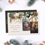 2 Photo Watercolor Garland Botanical Holiday Card<br><div class="desc">This 2 photo Christmas card features a festive watercolor evergreen design on a neutral background. Easily customise these cards using the personalisation feature.</div>