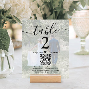 2 Photo Wedding Website QR Code Light Table Number