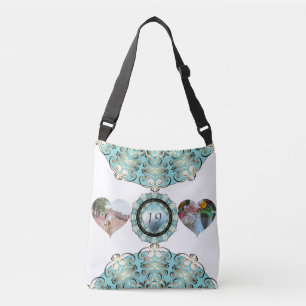 2 Photos19th Wedding Anniversary Heart Frames Crossbody Bag