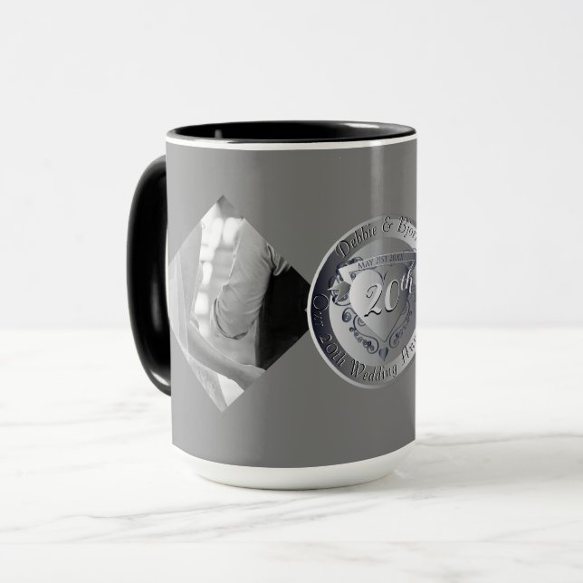 2 Photos 10th,20th,25th,70th Wedding Anniversary Mug (Front Left)