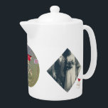 2 Photos 40th,15th Ruby Wedding Anniversary<br><div class="desc">Looking for that unique,  original graphics,  40th or 15th wedding anniversary designed porcelain teapot for them? Then this might be it;  a ruby graphic and medallion text with your gorgeous pics on this stunningly printed teapot! They'll enjoy having it all year round as well :)</div>