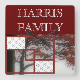 2 Photos Autumn Red Tree   Personalised Wall Clock
