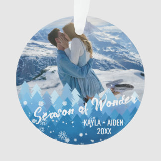 2 Photos Blue Colour Merry & Bright Ornament