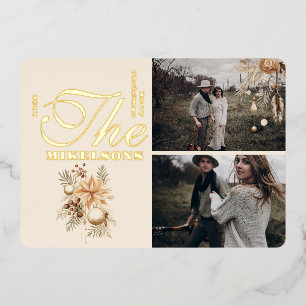 2 Photos Boho Gold Floral Christmas