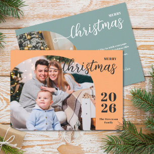 2 photos Christmas arch modern minimalist Holiday Card