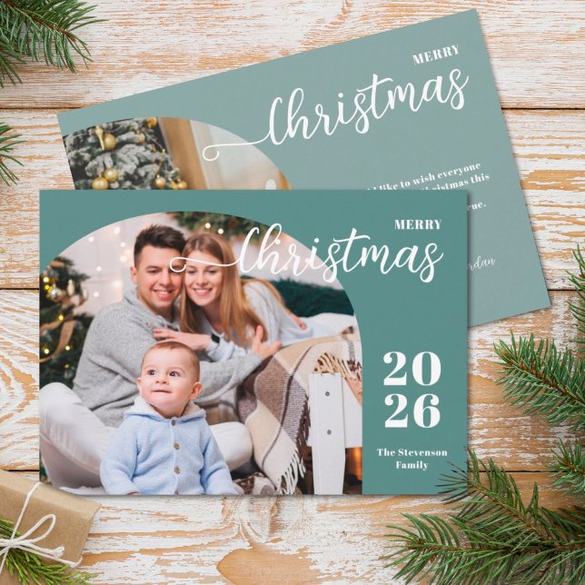 2 photos Christmas arch modern minimalist Holiday Card (Creator Uploaded)