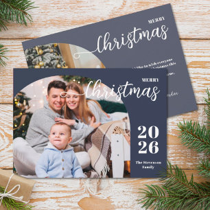 2 photos Christmas arch modern minimalist Holiday Card
