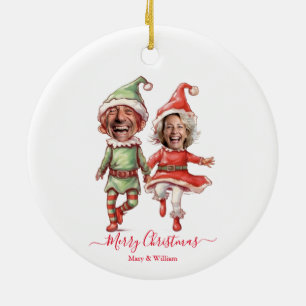 2 Photos Christmas elves Ceramic Tree Decoration