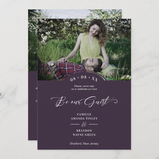 2 Photos Collage Minimalist Be our Guest Save The Date (Front/Back)