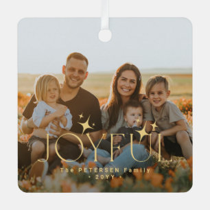 2 photos double sided joyful family Christmas Metal Tree Decoration