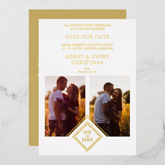 2 Photos Fancy MR & MRS Christmas Wedding (Front/Back)