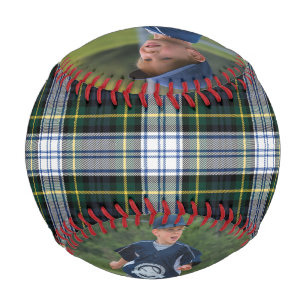 2 Photos Green White Check Tartan Keepsake Baseball