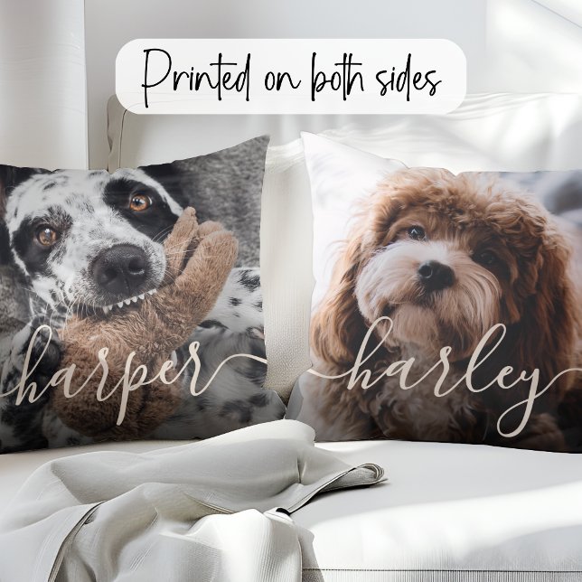 2 Photos & Handwritten Script Names Cushion (Creator Uploaded)