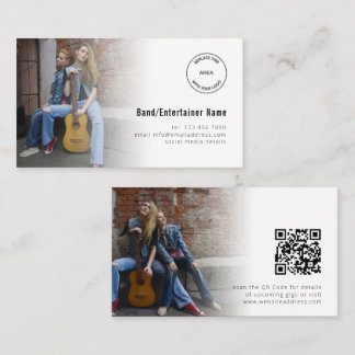 2 Photos Logo QR Code Band Entertainer Business Card
