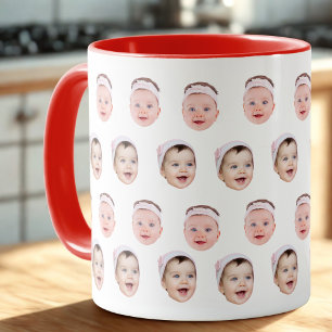 2 Photos Mug, Personalised Cute Baby Face Photo Mug