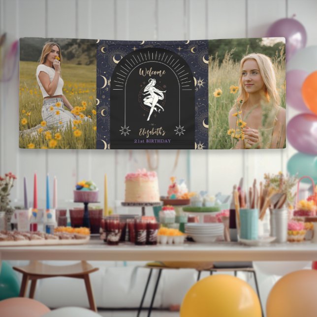 2 Photos Mystic Zodiac Aries 21st Birthday  Banner (2 Photos Mystic Zodiac Aries 21st Birthday Banner)