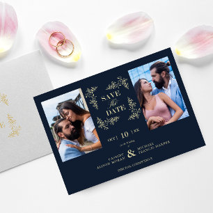 2 Photos Navy Chic Trendy Collage Wedding Covid19