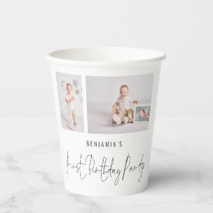 2 Photos Script First Birthday Party Thanks Paper Cups