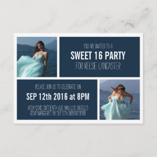 2 Photos Sweet Sixteen Birthday Party Invitation