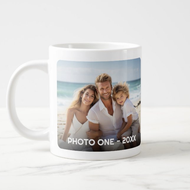 2 Photos - Trendy Minimal Design with Year Large Coffee Mug (Left)