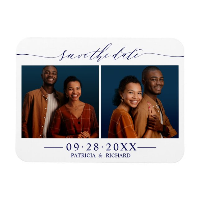 2 Photos Wedding Save The Date Magnet (Horizontal)
