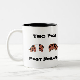 2 Pigs Past Normal! - KuneKune Pet Pigs Two-Tone Coffee Mug