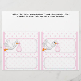 2 Pink Baby Shower Favour Custom Candy Bar Wrapper