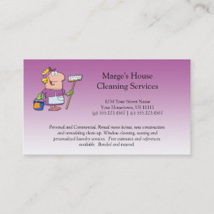#2 Pink Cartoon Maid House Cleaning Customer Loyal Loyalty Card