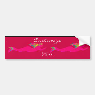2 pink mermaids swimming bumper sticker