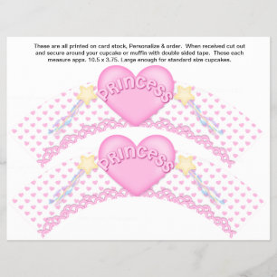 2 Pink Princess Birthday Custom Cupcake Wrappers
