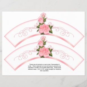 2 Pink Roses Generic Personalise Cupcake Wrappers