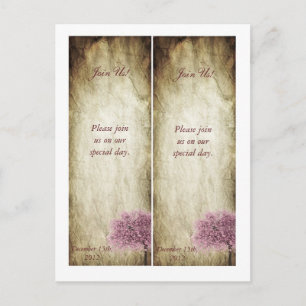 2 Pink Tree Bookmarks Save the Date Postcard