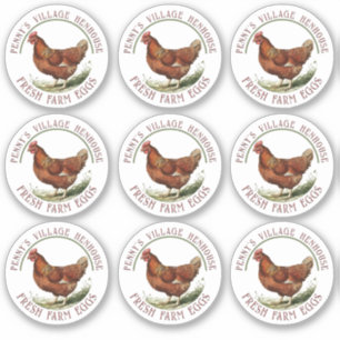 2” Plastic Egg Carton Stickers with Hen