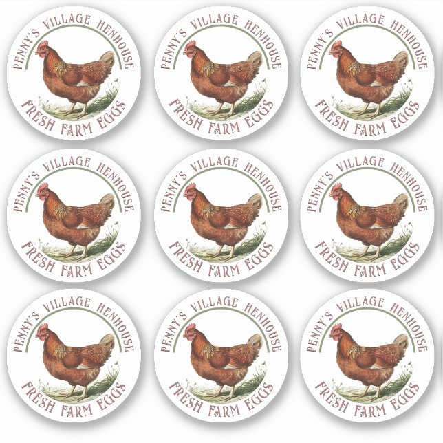 2” Plastic Egg Carton Stickers with Hen (Front)