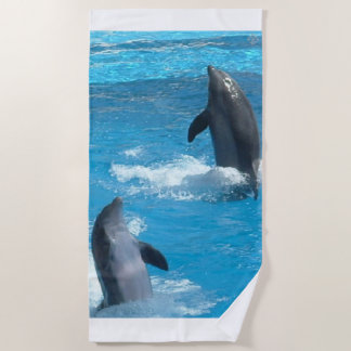 2 Playful Dolphins Beach Towel
