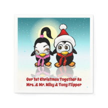 2 Polar Love Birds Celebrating Christmas