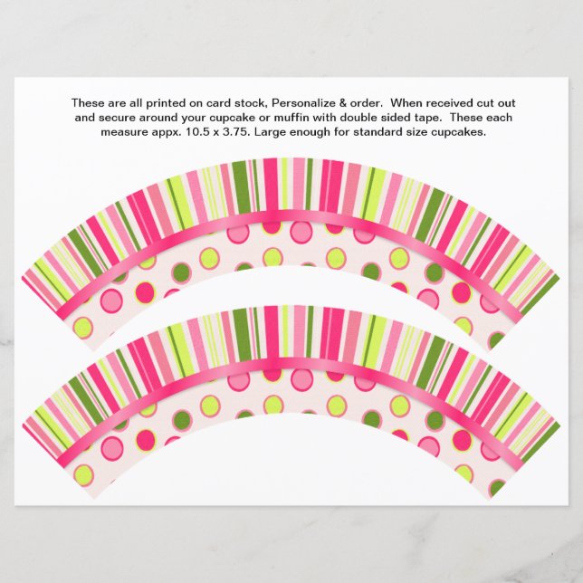 2 Polka Dot Birthday Personalise Cupcake Wrappers (Front)